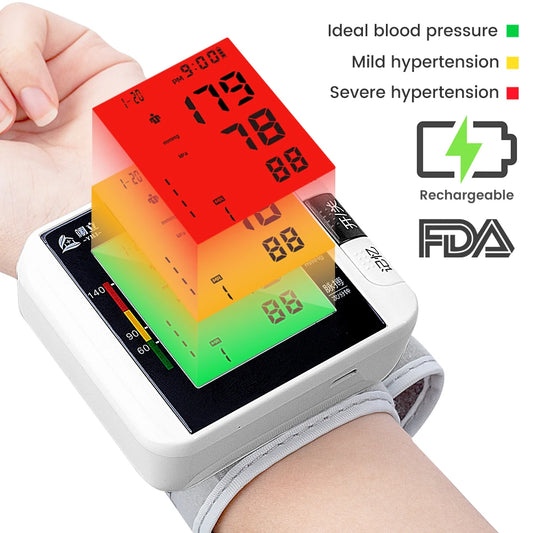 Monitor electrónico de presión arterial de muñeca, esfigmomanómetro médico Digital, tonómetro automático, tensiómetro, medidor de presión arterial