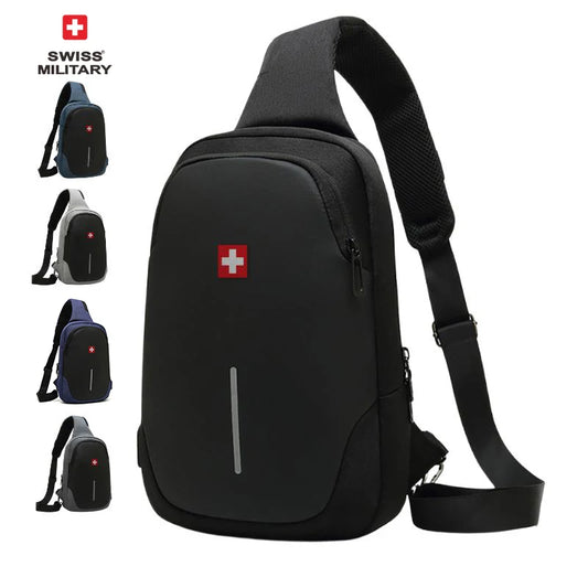 SWISS nuevo bolso de pecho informal para hombre, bolso de hombro impermeable deportivo, bolso cruzado antirrobo, bolso USB de Color sólido a la moda, bolso bandolera